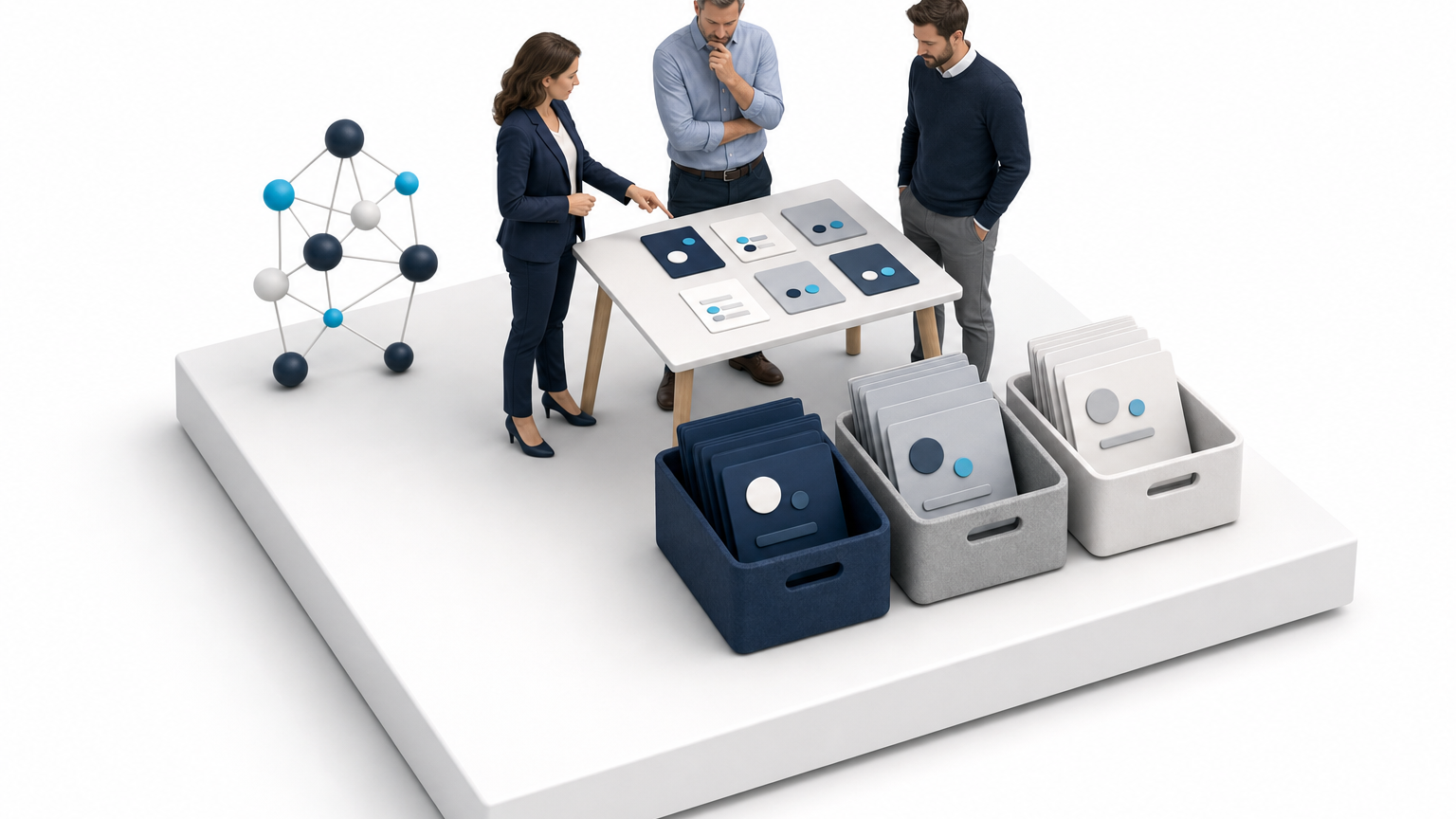 A desk with a ranked list of use cases and a single highlighted metric.