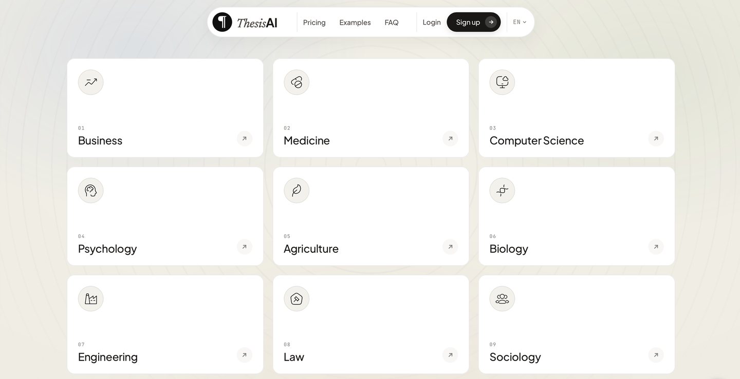 The thesisai.io homepage