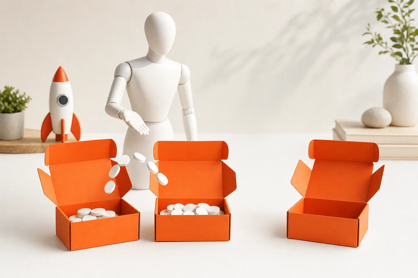 An orange box of tokens carried forward into a second box on the left, and an empty orange box on the right